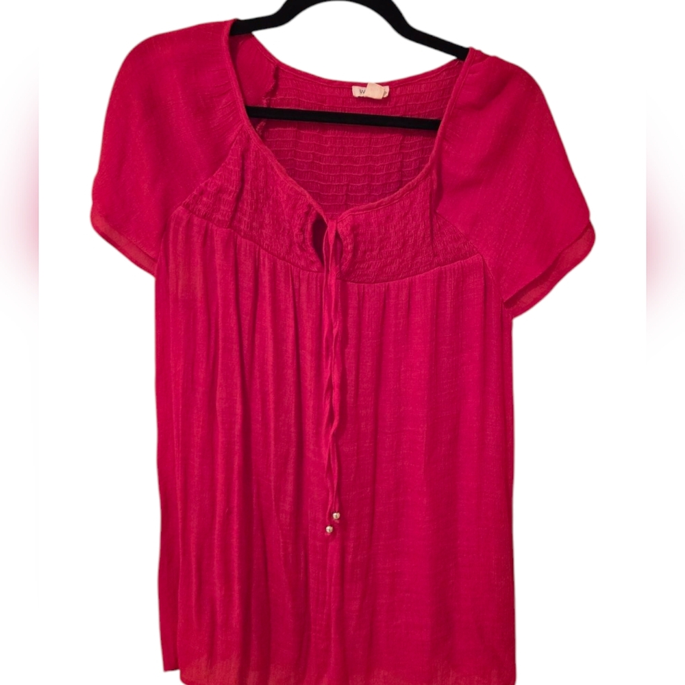 Westport Red Short Sleeve Sheer Top Size 2X